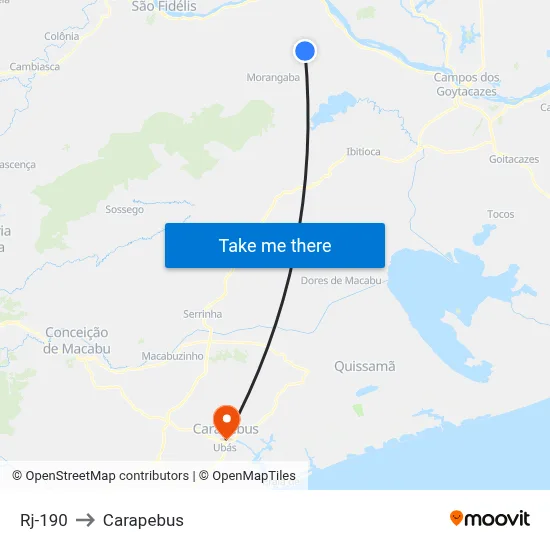 Rj-190 to Carapebus map