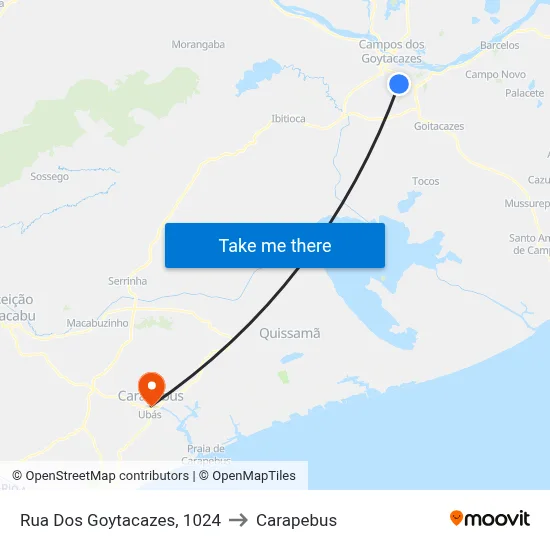 Rua Dos Goytacazes, 1024 to Carapebus map