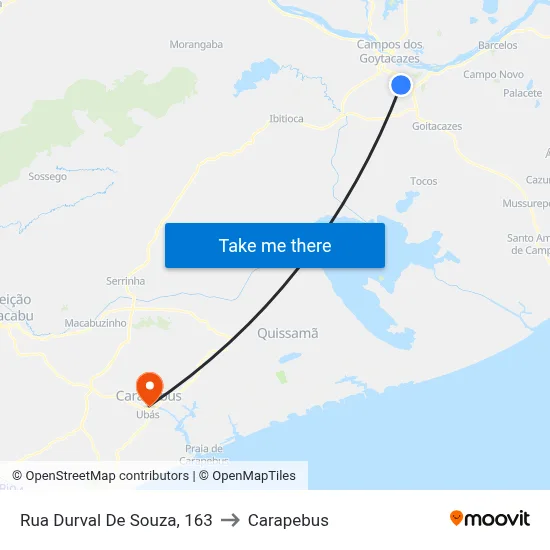 Rua Durval De Souza, 163 to Carapebus map