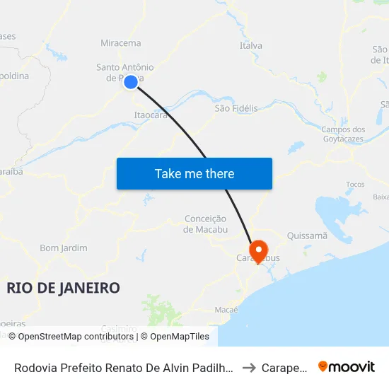 Rodovia Prefeito Renato De Alvin Padilha, 2446 to Carapebus map