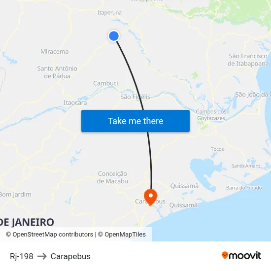 Rj-198 to Carapebus map