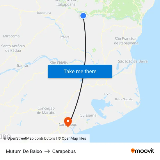 Mutum De Baixo to Carapebus map