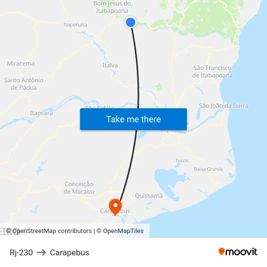 Rj-230 to Carapebus map