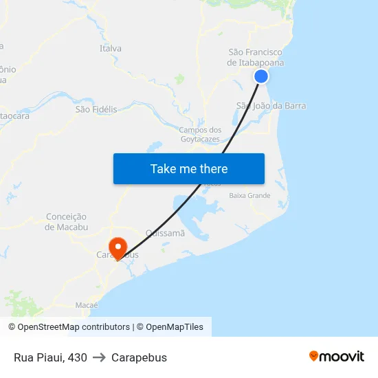 Rua Piaui, 430 to Carapebus map