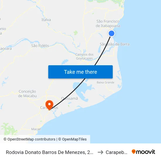 Rodovia Donato Barros De Menezes, 293 to Carapebus map
