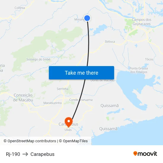 Rj-190 to Carapebus map