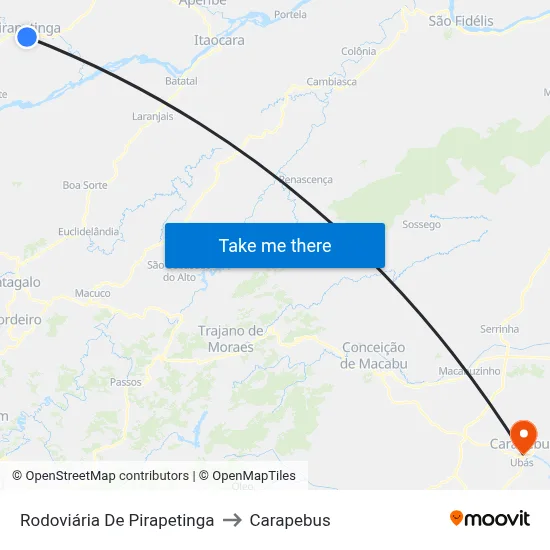 Rodoviária De Pirapetinga to Carapebus map