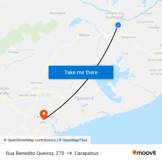 Rua Benedito Queiroz, 270 to Carapebus map