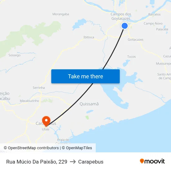 Rua Múcio Da Paixão, 229 to Carapebus map