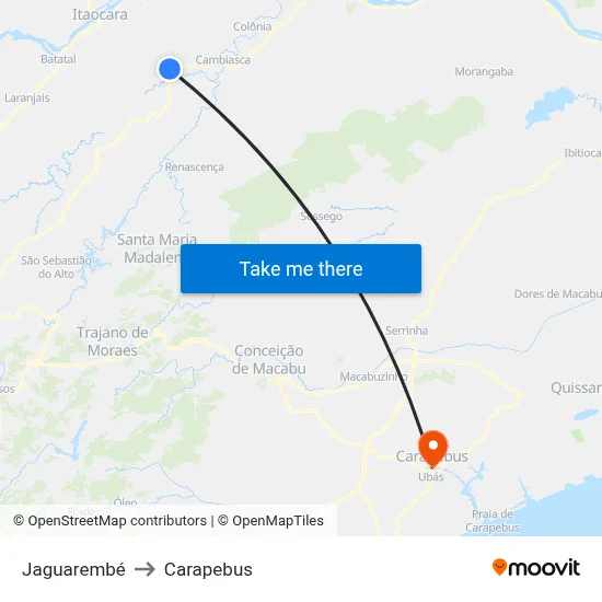 Jaguarembé to Carapebus map