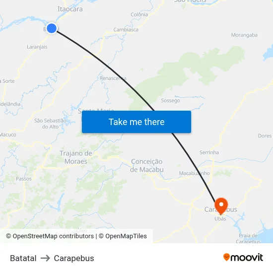 Batatal to Carapebus map