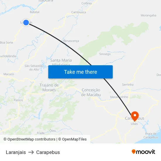 Laranjais to Carapebus map