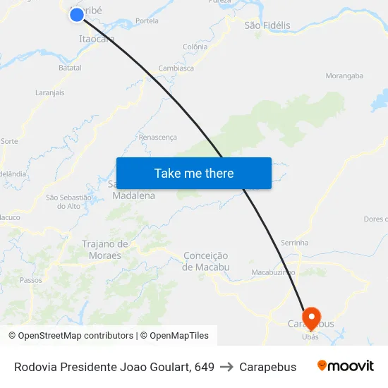 Rodovia Presidente Joao Goulart, 649 to Carapebus map