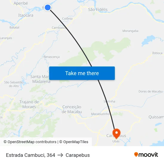 Estrada Cambuci, 364 to Carapebus map