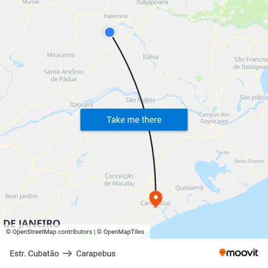 Estr. Cubatão to Carapebus map