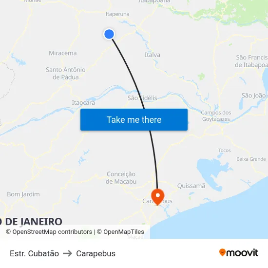 Estr. Cubatão to Carapebus map