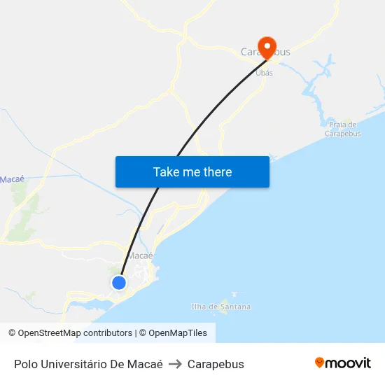Polo Universitário De Macaé to Carapebus map