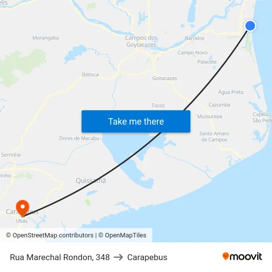 Rua Marechal Rondon, 348 to Carapebus map