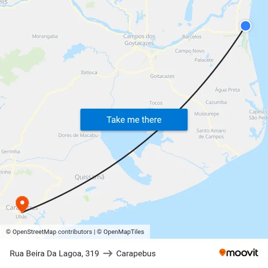 Rua Beira Da Lagoa, 319 to Carapebus map