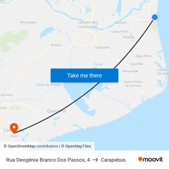Rua Deogênia Branco Dos Passos, 4 to Carapebus map