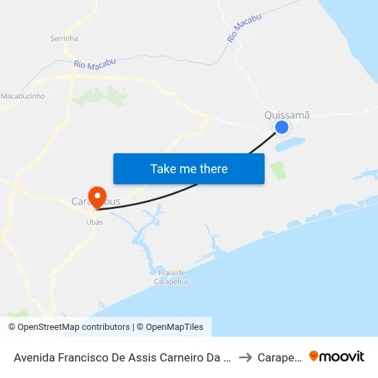 Avenida Francisco De Assis Carneiro Da Silva, 1184 to Carapebus map