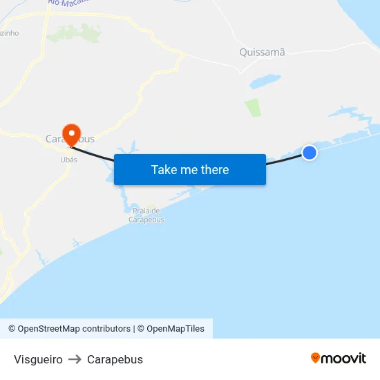 Visgueiro to Carapebus map