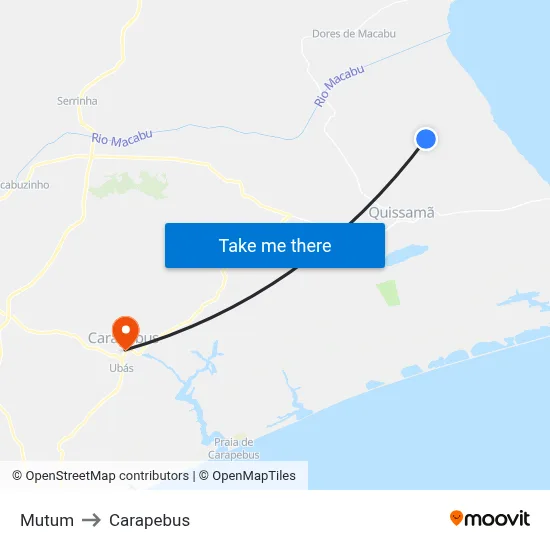 Mutum to Carapebus map