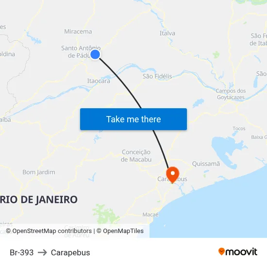 Br-393 to Carapebus map