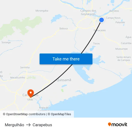 Mergulhão to Carapebus map