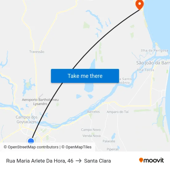 Rua Maria Arlete Da Hora, 46 to Santa Clara map