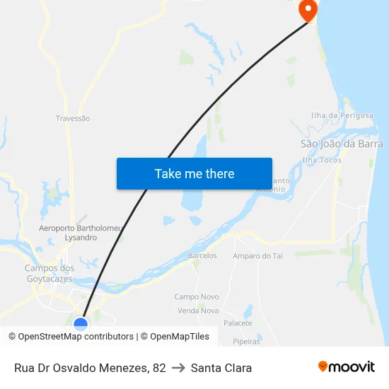 Rua Dr Osvaldo Menezes, 82 to Santa Clara map