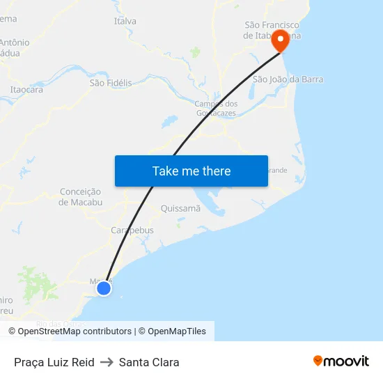 Praça Luiz Reid to Santa Clara map