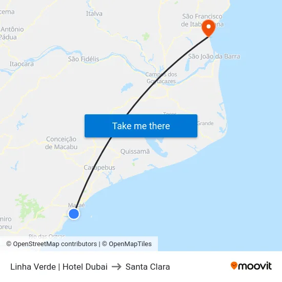 Linha Verde | Hotel Dubai to Santa Clara map
