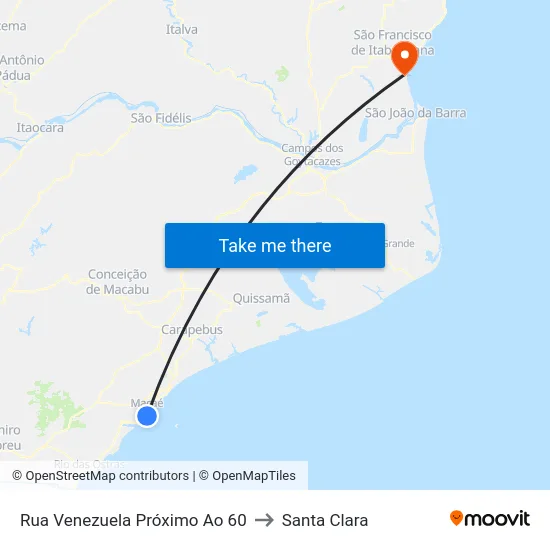Rua Venezuela Próximo Ao 60 to Santa Clara map
