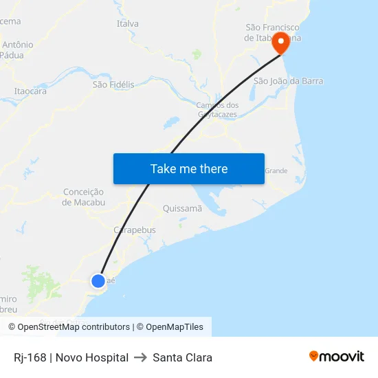 Rj-168 | Novo Hospital to Santa Clara map