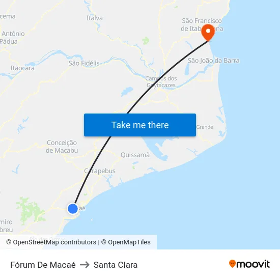 Fórum De Macaé to Santa Clara map