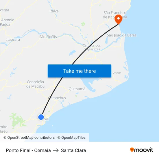 Ponto Final - Cemaia to Santa Clara map