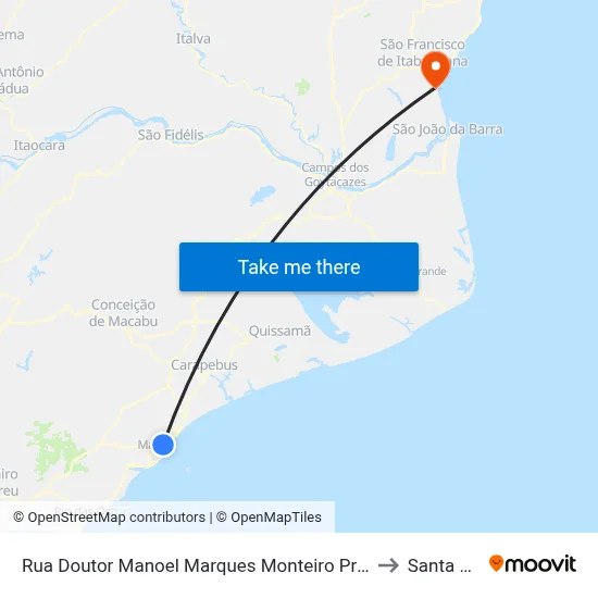 Rua Doutor Manoel Marques Monteiro Próximo Ao 764 to Santa Clara map