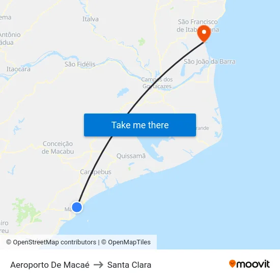 Aeroporto De Macaé to Santa Clara map