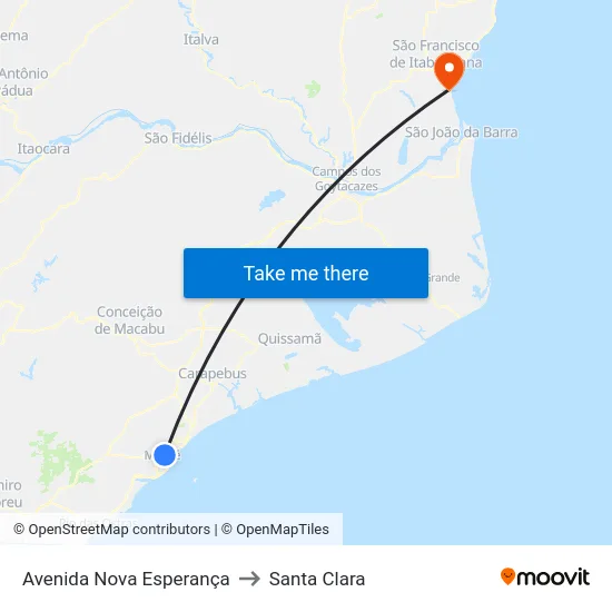 Avenida Nova Esperança to Santa Clara map