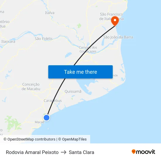 Rodovia Amaral Peixoto to Santa Clara map