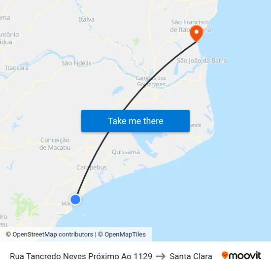 Rua Tancredo Neves Próximo Ao 1129 to Santa Clara map