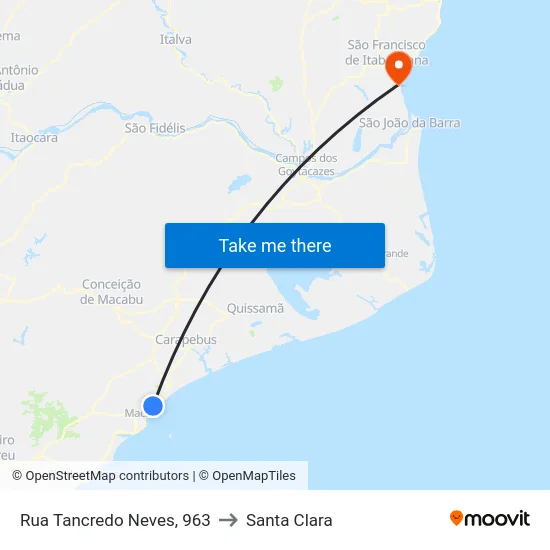 Rua Tancredo Neves, 963 to Santa Clara map