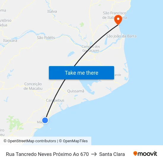 Rua Tancredo Neves Próximo Ao 670 to Santa Clara map