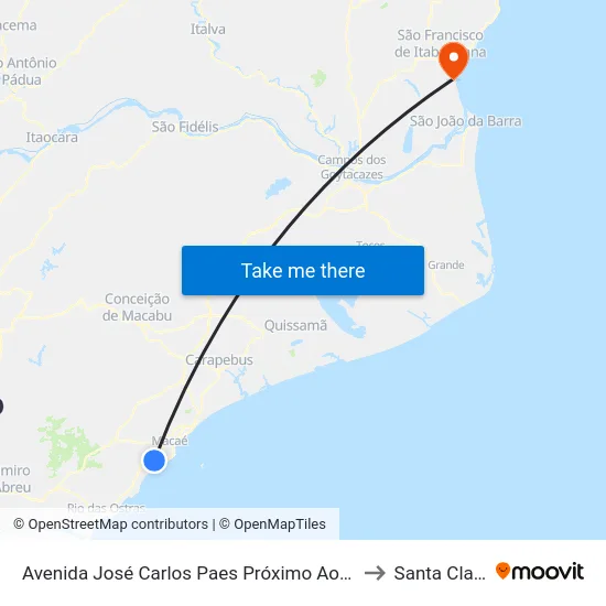 Avenida José Carlos Paes Próximo Ao 56 to Santa Clara map