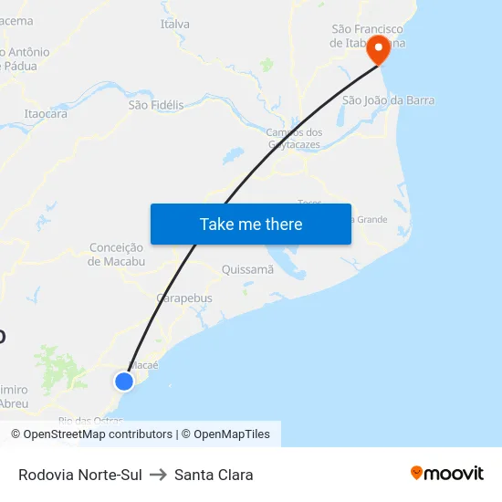 Rodovia Norte-Sul to Santa Clara map