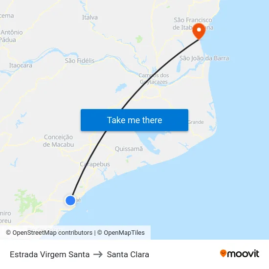 Estrada Virgem Santa to Santa Clara map