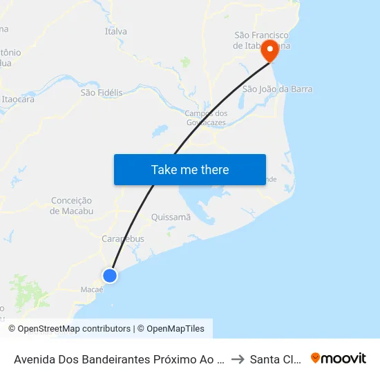 Avenida Dos Bandeirantes Próximo Ao 1158 to Santa Clara map