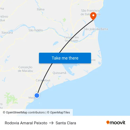 Rodovia Amaral Peixoto to Santa Clara map