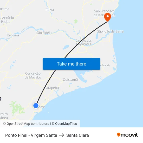 Ponto Final - Virgem Santa to Santa Clara map